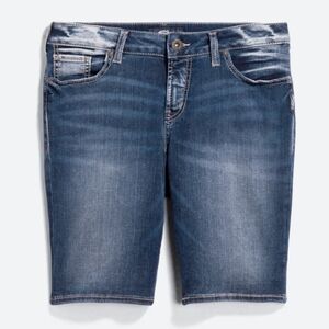 Silver Jeans Co Suki Bermuda Short Dark Blue Denim Size 12